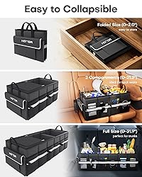 HOTOR Trunk Organizer - Car Organizer with Built-In