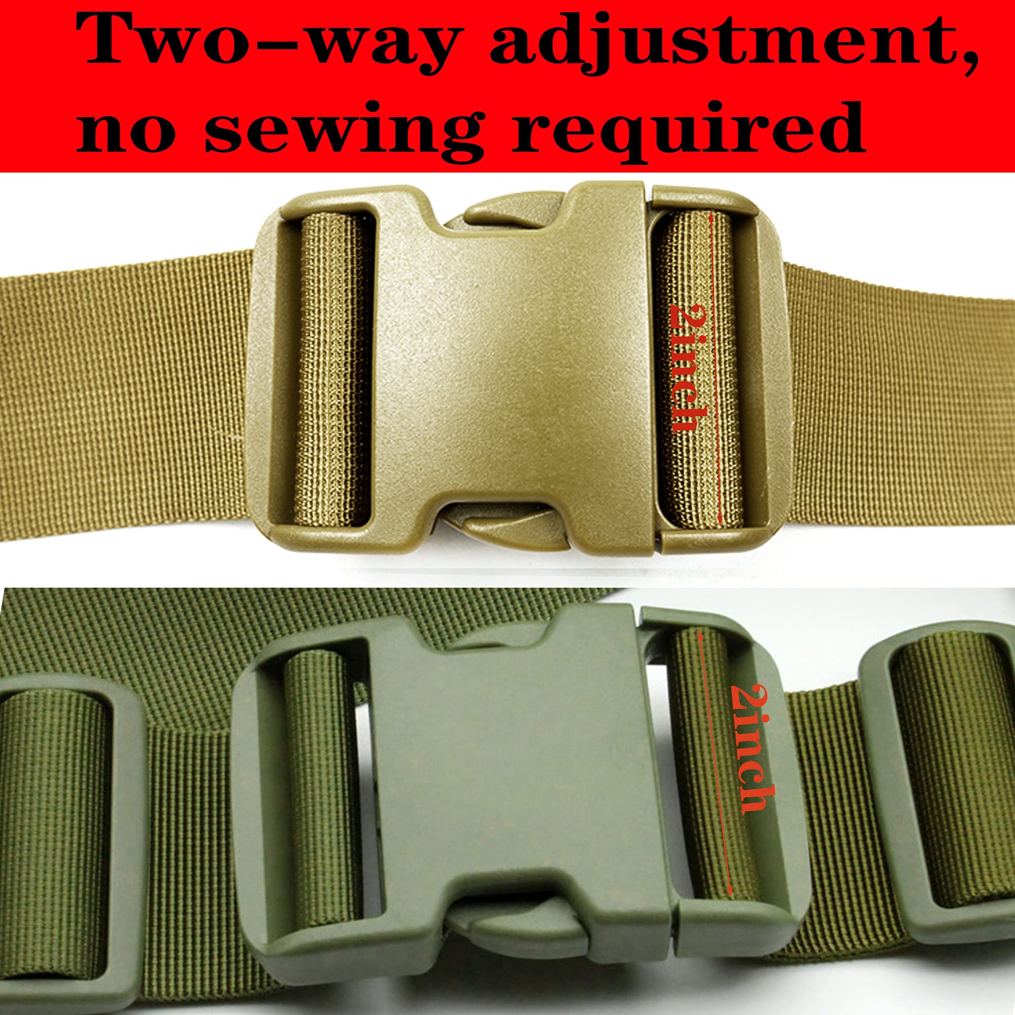 2 Inch Belt Buckle Clip, 2 Pack Quick Side Release Buckles Extra Thick Dual Adjustable Heavy Duty Plastic Buckle Replacement for 2''(50mm) Nylon Webbing Strap Boat Cover Backpack, No Sewing Tan