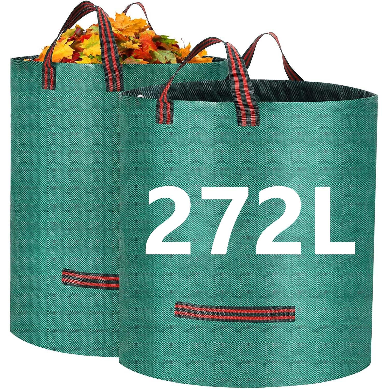 Heavy Duty Garden Waste Bags, Large Garden Bag with Handles, Reusable Builders Bags Refuse Rubbish Bag, Waterproof Garden Green Waste Sack for Plant Leaf Trash Debris (272L)