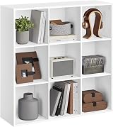 VASAGLE Bookcase 9-Compartment Cube Shelf Cloud White LBC177W01