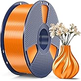 SUNLU 3D Printer Silk Filament,Shiny Silk PLA Filament 1.75mm, Smooth Silky Surface, Great Easy to Print for 3D Printers, Dimensional Accuracy +/- 0.02mm, Silk Orange 1KG