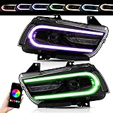 VLAND Multicolor Headlights Assembly Fit for Dodge
