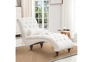 DecoraFlex Tufted Chaise Lounge Chair Indoor, Velvet Chaise Lounges with Solid Wood Legs & Support Pillow, Upholstered Couch for Bedroom Living Room Office, Leisure Sofa Recliner(Blue)