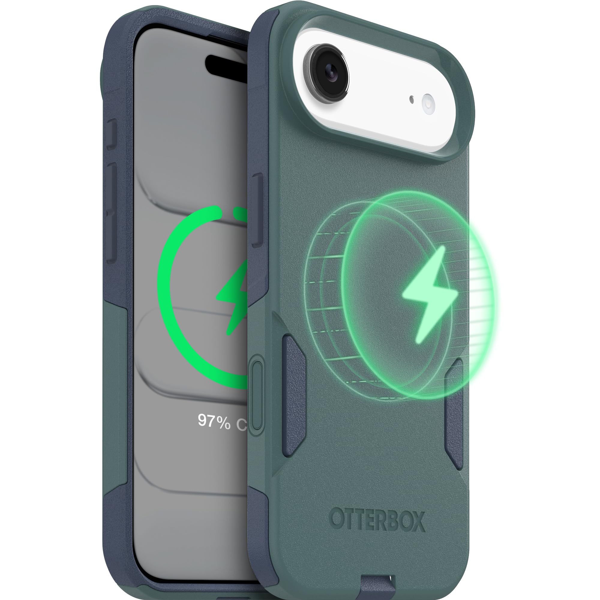 OtterBox iPhone 17 Air (Only) – Commuter Series Case – Built-in MagSafe – Thin, Dual-Layer, Pocket-Friendly, Port Cover – Saltwater Breeze (Sage/Blue) Image