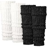 Sintege 2 Pairs Women Fuzzy Leg Warmers Fluffy Winter Leg Sleeves Coral Fleece Knit Ankle Socks Y2k for Women Ladies