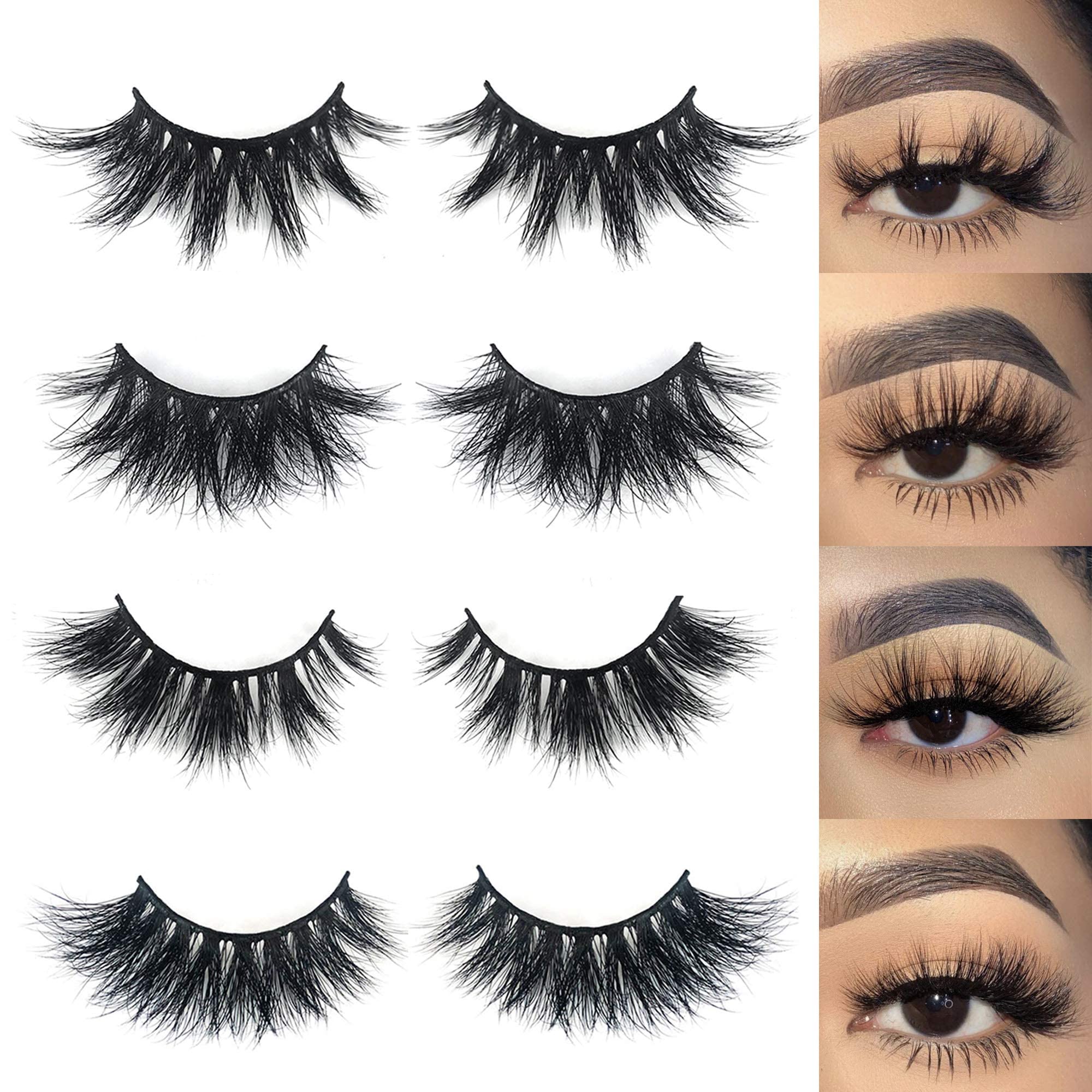 mikiwi 3D Mink Lashes, Mink Eyelashes, Real Mink Lashes, Dramatic Eyelashes, Mink Lashes Strip, 5D Mink Lashes, Wholesale Mink lashes, Pack-4