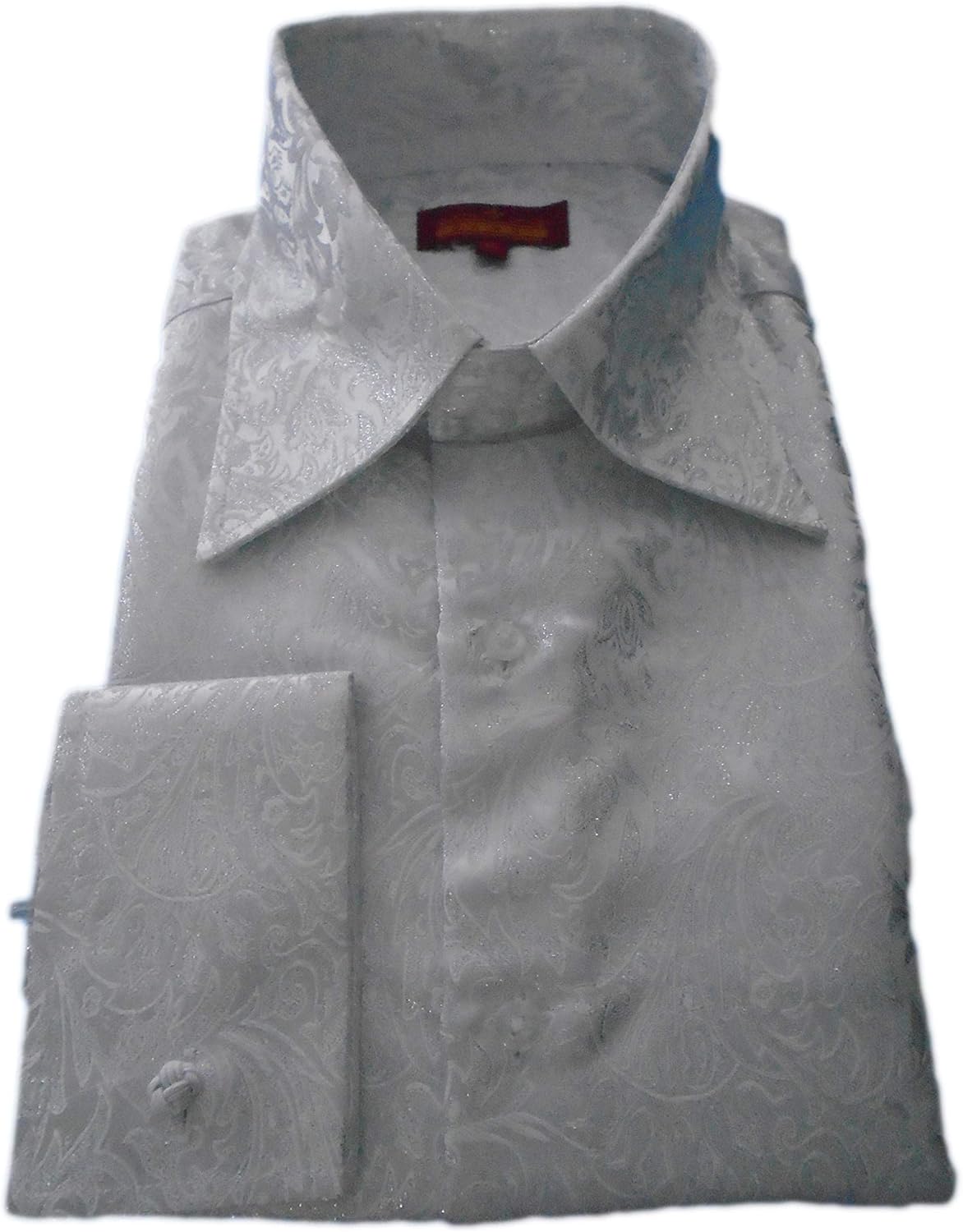 mens white high collar dress shirt