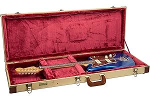 Crossrock Master Series Jazzmaster/Jaguar Style Electric Guitar Case | Classic Fabric Tweed Exterior, Re-Engineered Wooden Shell, Leather Handle(CRW720JMFT)