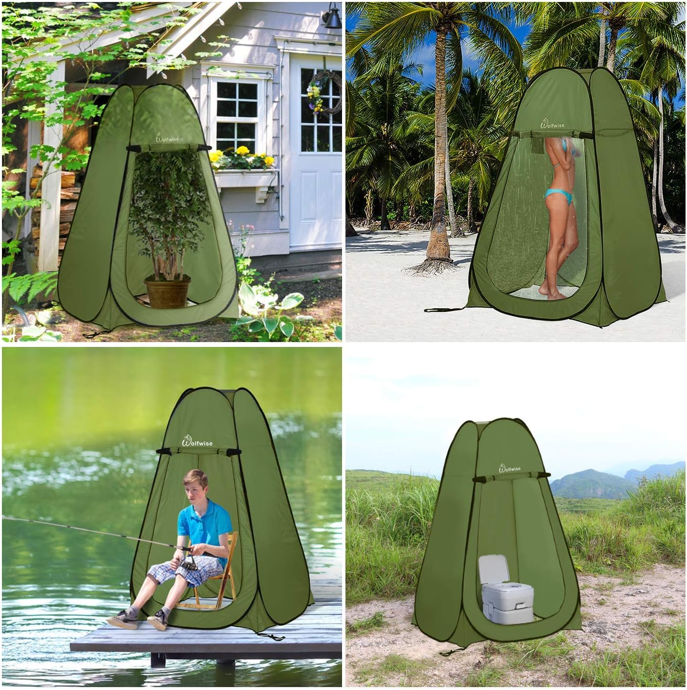 WolfWise Pop-up Shower Tent Green : Sports & Outdoors