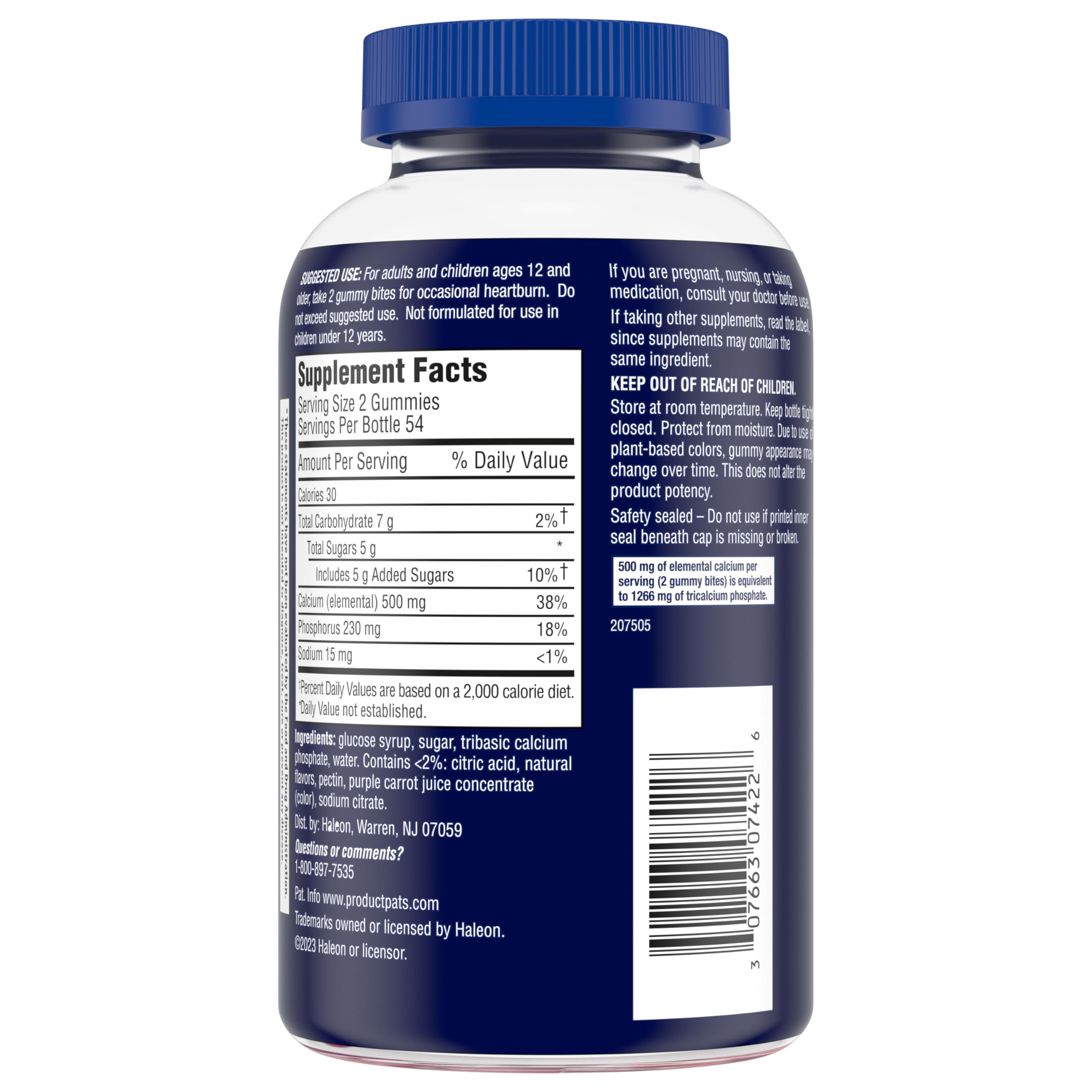 TUMS Gummy Bites Dietary Supplement for Occasional Heartburn Relief, Upset Stomach and Acid Indigestion, Great for a Summer BBQ - Cherry Berry Burst - 108 Count