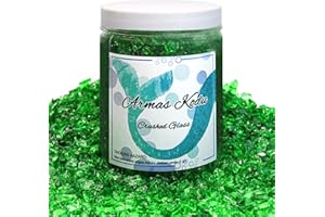 Armas kodu Crushed Glass for Resin Art - 3-6mm Dark Green, 1.5lb | Broken Glass Pieces for Crafts, Vase Filler & Fire Pit Media | Decorative Stones