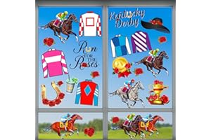 GUPESXU Horse Racing Party Decorations,9Pcs Horse Racing Party Window Stickers Kentucky Derby Decorations Run for The Roses for Racing Theme Birthday Baby Shower,Derby Day Celebrations