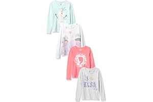 Amazon Essentials Disney | Marvel | Star Wars Girls and Toddlers' Long-Sleeve T-Shirts (Previously Spotted Zebra), Pack of 4