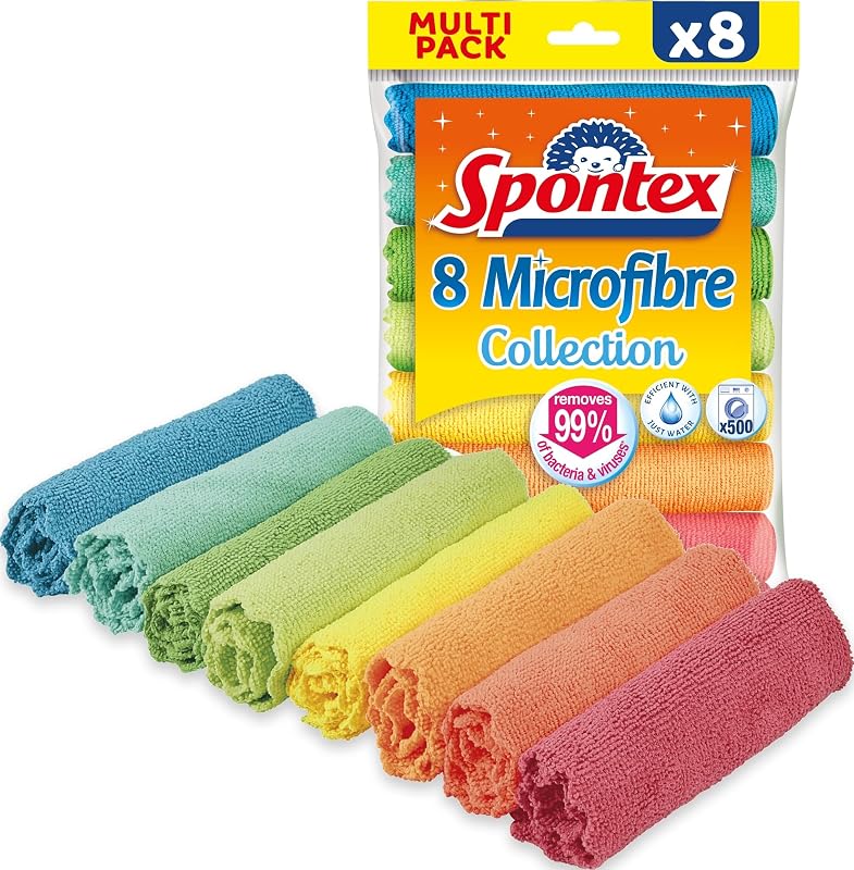 Paños de microfibra para limpieza | 8 bayetas Microfibre Collection | Para usar como trapos del polvo y paños de cocina | 30 x 30 cm | Colores surtidos | 8 unidades