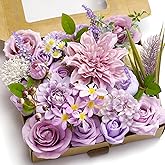 Piklado Artificial Flower Combination Box Set Artificial Flower Loose Leaves and Stems DIY Wedding Center Bouquet Bride Wedding Baby Shower(Lavender Lilac)