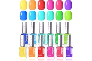 BEETLES GEL POLISH Beetles Neon Nail Polish Set - Quick Dry Nail Polish Kit 12 Colors Hot Pink Green Blue Yellow Red Regular Air Dry Fingernail Polish Pack for Women Christmas Gift Beetles Cocktails 12 Colors