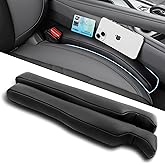 POKSRI Car Seat Gap Filler - 2 Pack Premium Leather Console Blockers for Cars, Trucks & SUVs - Adjustable 1.4-2.4 Inch Width 