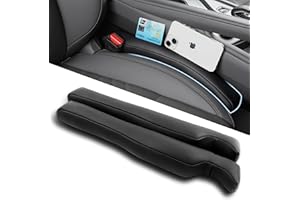POKSRI 2PCS Car Seat Gap Filler,Flame-Retardant Leather Fill Gap Strip, Anti-Drop Stopper seat Space,Fits Tightly and Matches