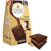 Ferrero Rocher Dark Chocolate Hazelnut chocolate squares, 3.7 oz | Individually wrapped dark hazelnut chocolate candy squares with a cocoa filling, for sharing, gifting and snacking