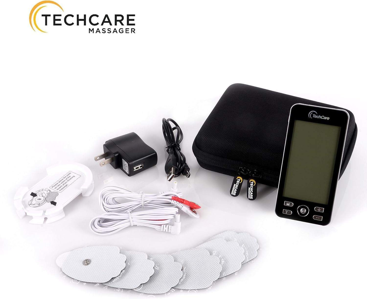 Tens Unit TechCare Plus 24 Massager [Lifetime Warranty] Muscle Stimulator Device Machine Pulse Massager with Protective Cover Case Sciatica Plantar Fasciitis Tennis Elbow Back Shoulder Neck: Health & Personal Care
