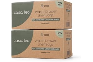 SMARTY PEAR Leo's Loo Too by Casa Leo I Waste Litter Drawer Liner Bags for Automatic Litter Boxes I Heavy Duty 2mil Thick with Drawstring I Lavender Scented 50 count
