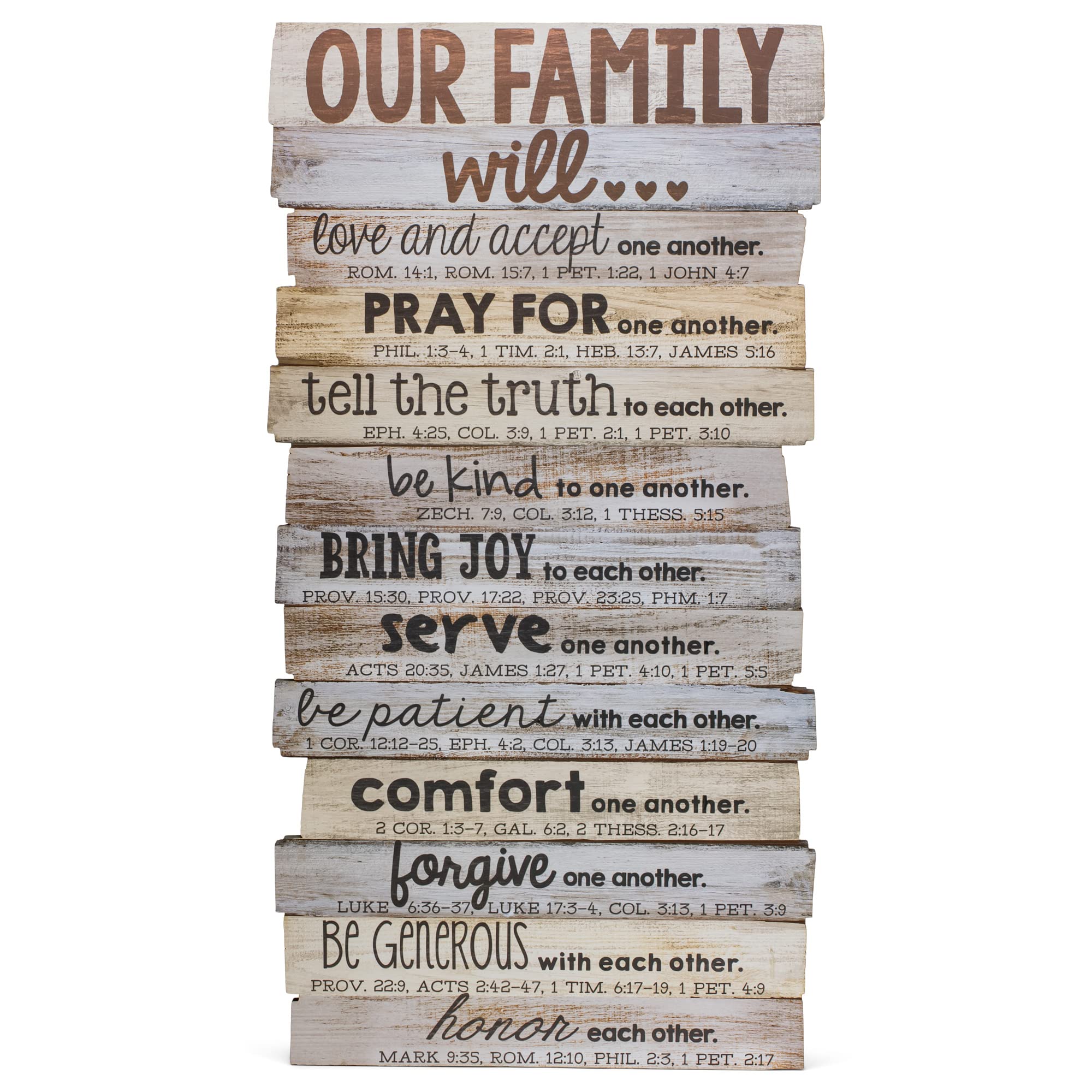 Lighthouse Christian Products Our Family Will Love One Another Rustic Stacked Pallet 8.5 x 16.5 Wood Wall Plaque