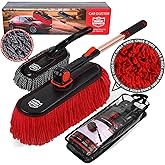 RIDE KINGS Car Duster Exterior Scratch Free,Car Dust Brush with Extendable Telescoping Handle to Remove Dust Pollen,Duster for Car,Truck,RV and Motorcycle,Large Auto Mop Duster Head, Wax Cotton Hair