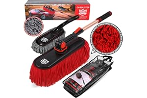 RIDE KINGS Car Duster Exterior Scratch Free,Car Dust Brush with Extendable Telescoping Handle to Remove Dust Pollen,Duster for Car,Truck,RV and Motorcycle,Large Auto Mop Duster Head, Wax Cotton Hair