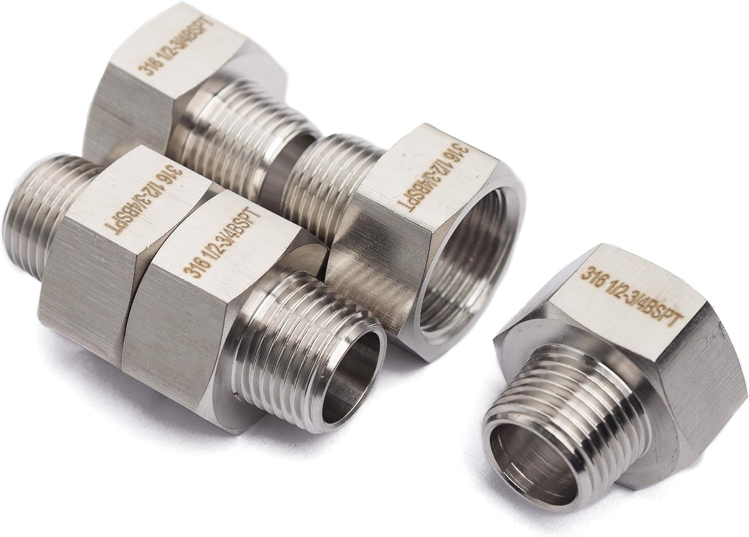 LTWFITTING Stainless Steel 316 Pipe 3/4" Female BSPP x 1/2" Male BSPT Adapter Fuel Gas Air (Pack of 5)