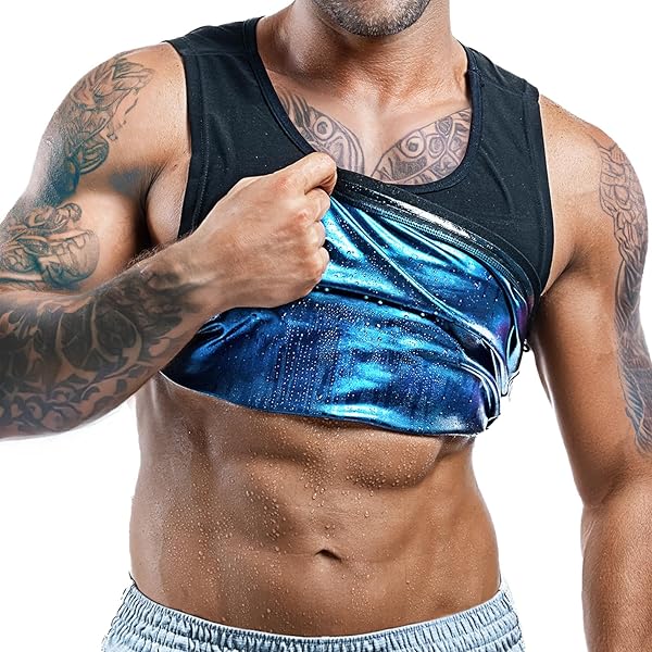 Men's Sauna Shirt & Workout Vest - Heat Trapping Sweat Shaper For Exercise, Gym, Running - Slim Fit (Lilvigor)