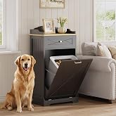kepptory Dog Feeding Station with Storage Drawer, Pet Organizers and Storage Adjustable Shelf, Dog Feeder Station, Pet Storage Cabinet for Cats and Dogs