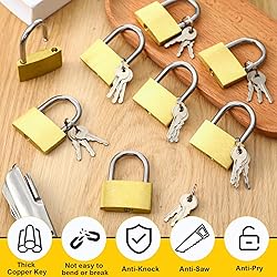 Yaocom 18 Pcs Solid Brass Keyed Padlock, Small