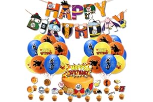 HONGFENG Birthday Party Supplies Set,Includes Happy Banner - Cake&Cupcake Toppers - 24 Latex Balloons for Kids Theme Birthday Party Decoration