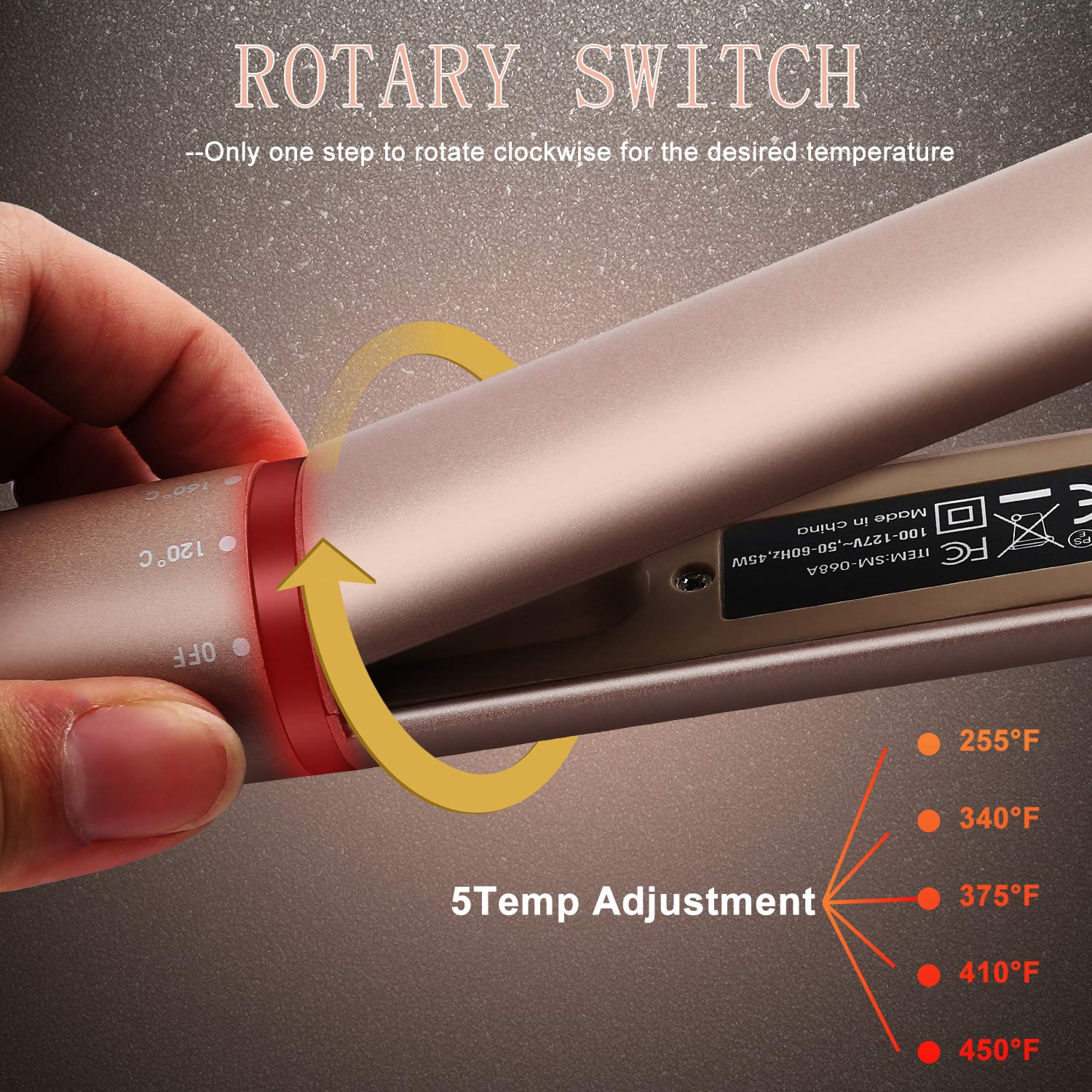 U-Kiss 2-In-1 Hair Straightener Curler, Max 450℉ Fast Heating Straightening Curling Iron with Wide Ceramic Floating Plate