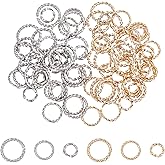 UNICRAFTALE 84pcs 6/8/10mm Twisted Open Jump Rings Golden and Stainless Steel Color Stainless Steel Jump Rings Connectors Rings for DIY Bracelet Necklaces Jewelry Making