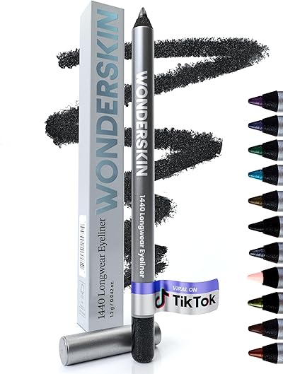 Wonderskin Eyeliner Stift 1440 Langhaftender Schwarzer Glitzer Kajalstift - Wasserfester, anspitzbarer Kajalstift & wischfester (Black Truffle)