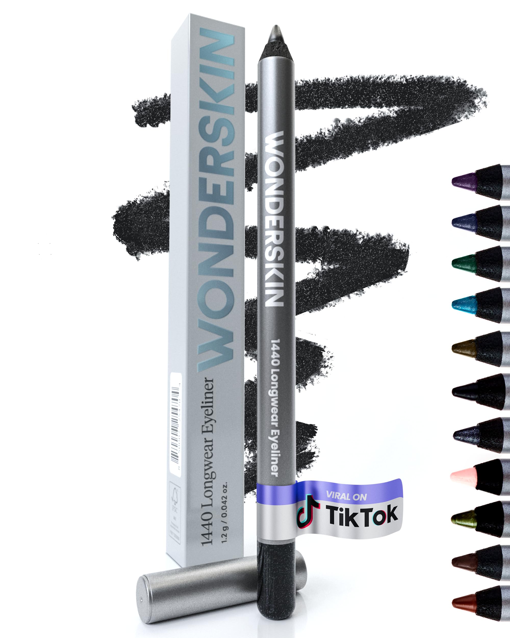 Wonderskin Eyeliner Pencil, 1440 Longwear Black Glitter Eyeliner Pencil - Waterproof, Sharpenable & Smudge Proof — image 1