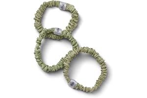 divi Silk Scrunchies - No Damage, No Crease, Thin Satin Scrunchies for Hair - Comfortable and Stays in Place - 3 Pack, Green