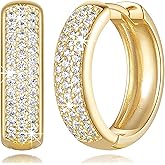 Eterbeau Gold Hoop Earrings for Women 14K Gold Earrings for Women CZ Hoop Earring Sparkle with Cubic Zirconia Womens Fashion Hoops Earring 20 mm