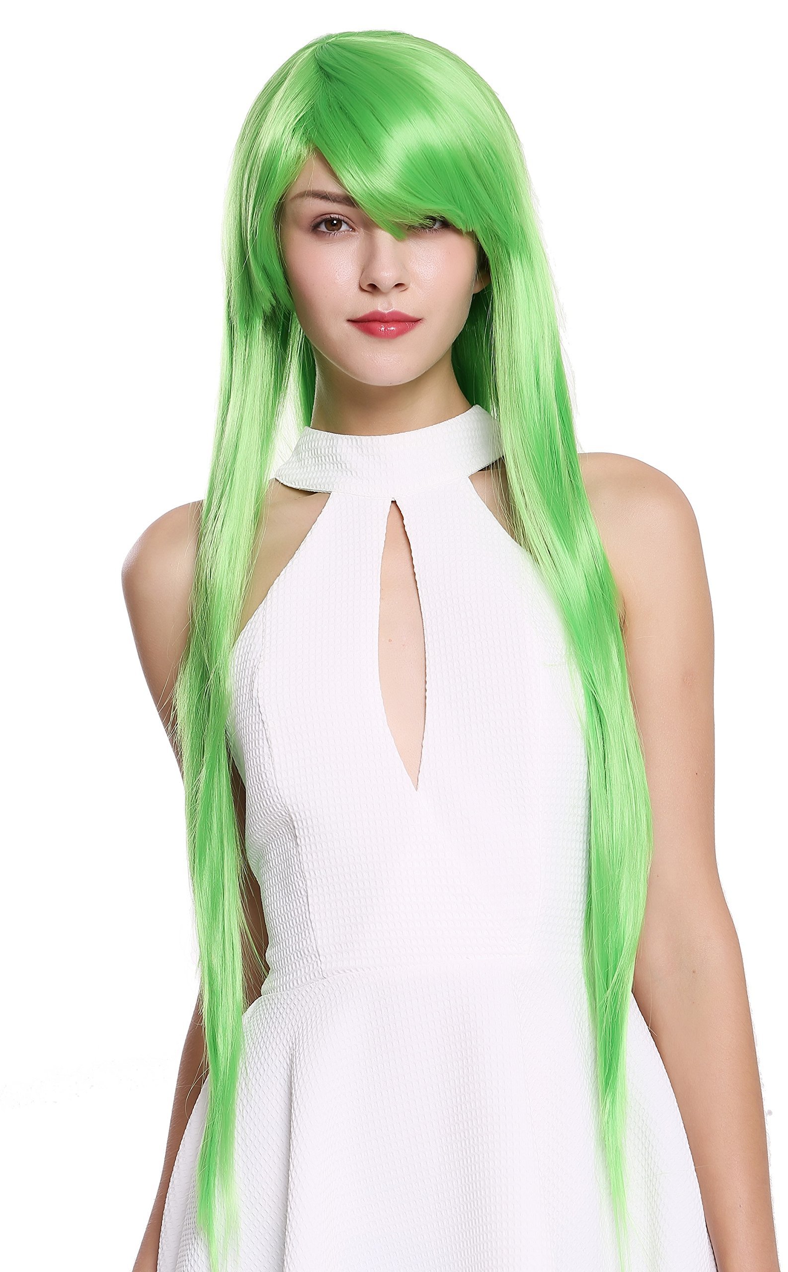 WIG ME UP - YZF-7048-TF2605 Lady Quality Cosplay Wig very long wild and naughty layered straight green