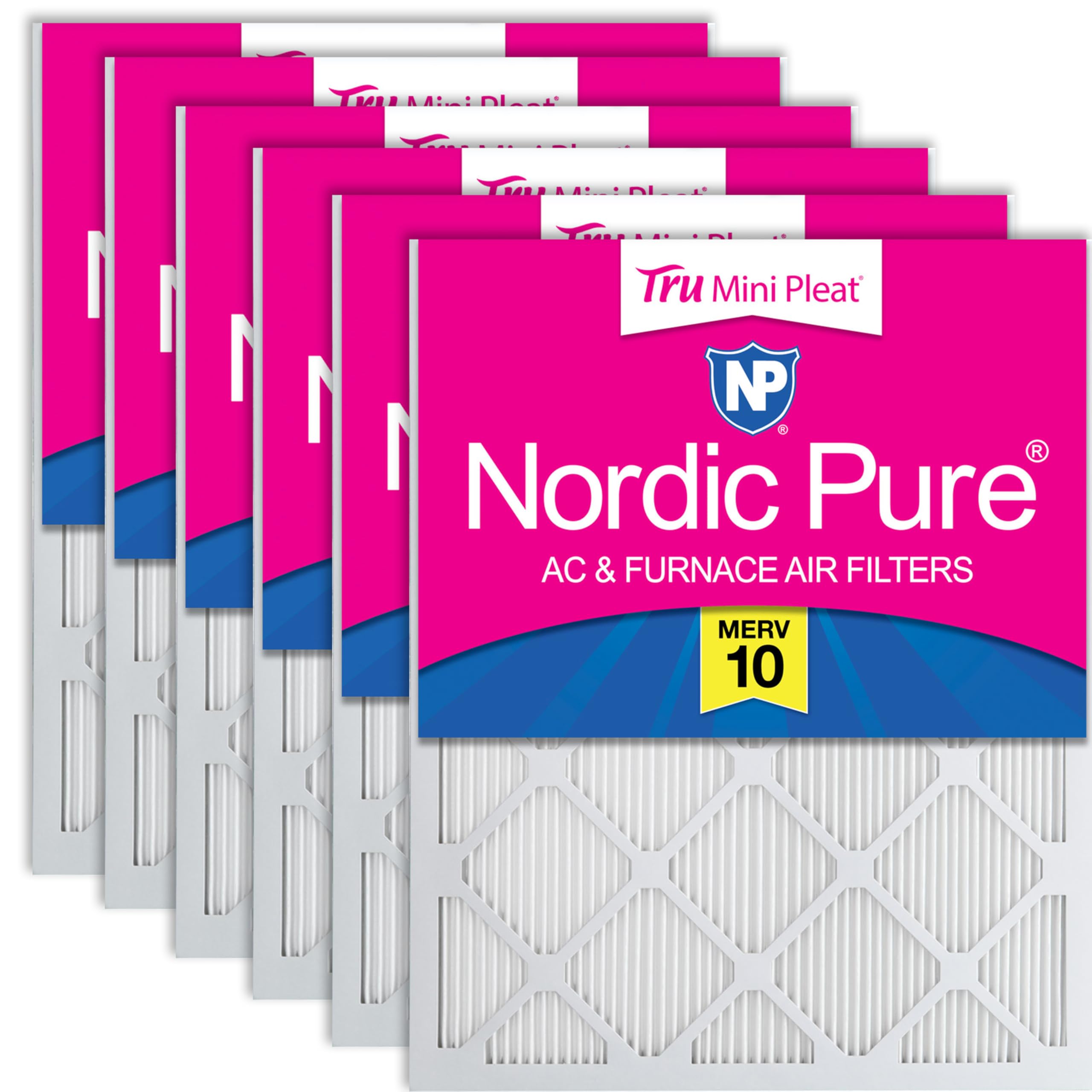 Nordic Pure 14x20x1 MERV 10 Tru Mini Pleat AC Furnace Air Filters, 14-Inch x 20-Inch x 1-Inch, 6 Pack Image