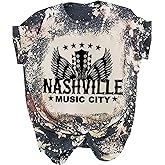 Binshre Women's Nashville T Shirts Country Music Concert Tshirts Distressed Graphic Short Sleeve Tees for Women