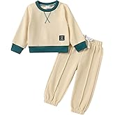 YOUNGER TREE Toddler Baby Boy Clothes Outfits Fall Winter Pullover Long Sleeve Solid Sweatshirt and Pants Sweatsuit Set 1-5T