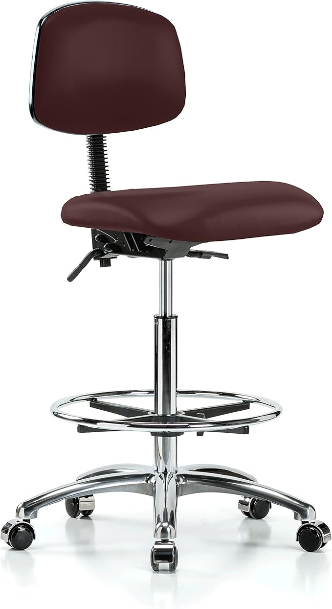 Perch Chrome Rolling Laboratory Chair With Footring and