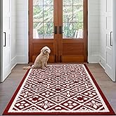 Ileading Christmas Indoor Doormat, Durable Xmas Welcome Mat 36"x60" Non Slip Entrance Rug with Rubber Backing, Machine Washable Winter Holiday Entryway Front Large Floor mat Red Small Carpet