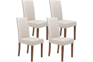 Snugway Parsons Kitchen Dining Chair Set Room Modern Upholstered Stylish Fabric High Back with Bronze Nailhead Trim