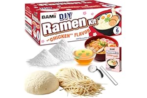 REAL NATURALS Ramen Kit DIY Japanese Fresh Ramen Noodles With Broth Chicken Flavor (makes 6 bowls) Ramen Gifts Cooking Kits For Adults