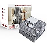 Kosydown Basic Heated Electric Blanket Throw Size 50"x 60" Heating Thow Blanket Soft Warm Thick Bed Blanket for Cold Winter 5-Position Timer &10 Heating Setting Home Office Use & Washable