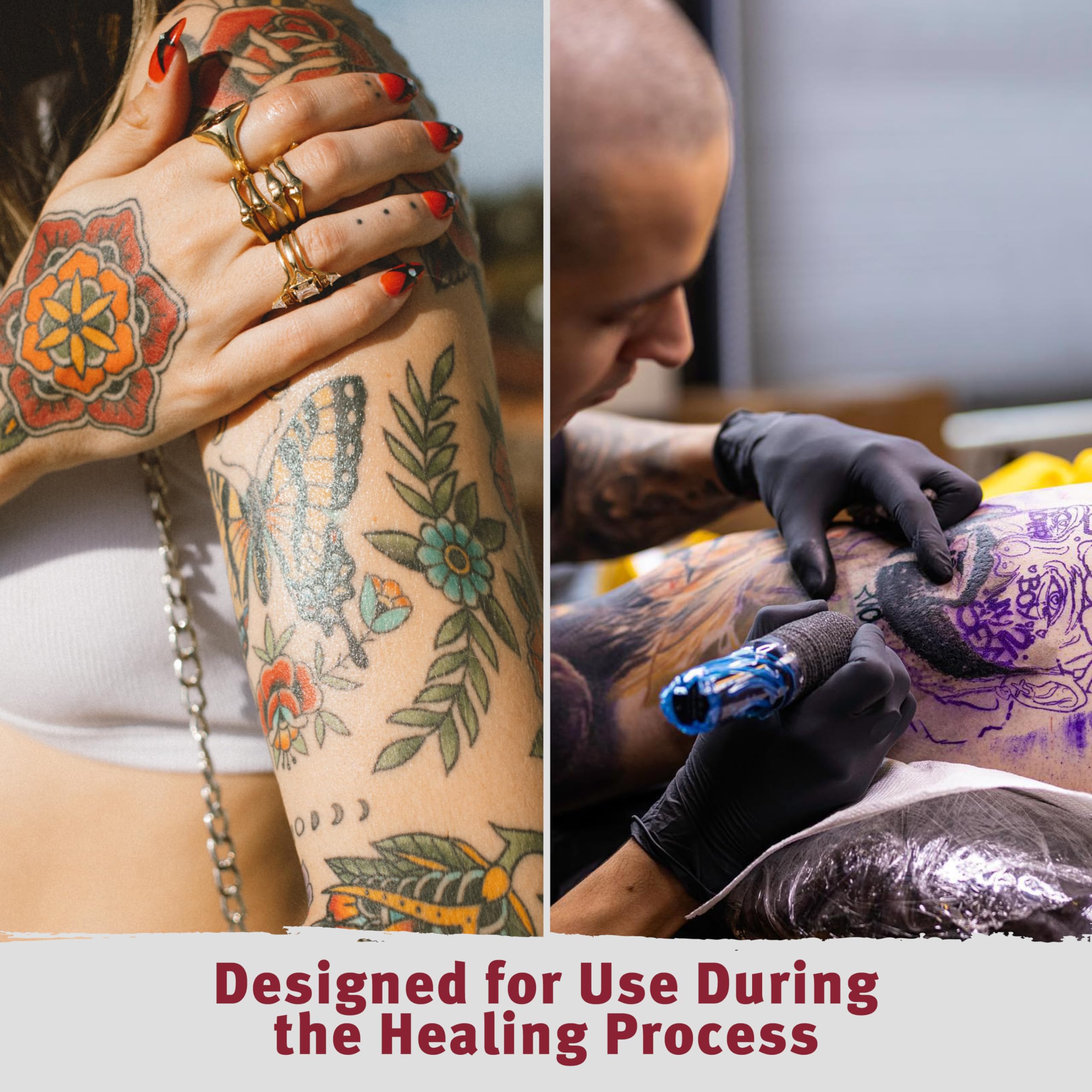Hustle Butter Tattoo Aftercare 5oz At Home and 1oz Travel Sized Aftercare Balm, Use While Healing New Tattoos and To Rejuvenate Older Body Art - 100% Vegan Cream