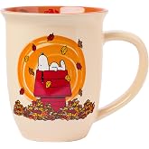 Silver Buffalo Peanuts Snoopy Fall Leaf, Wide Rim Ceramic Mug, 16oz | Leaves are Falling, Autumn is Calling, 0.47 Liters
